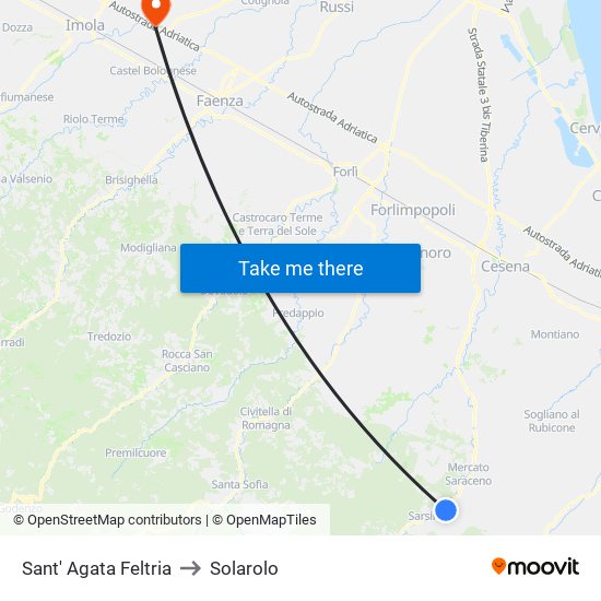 Sant' Agata Feltria to Solarolo map