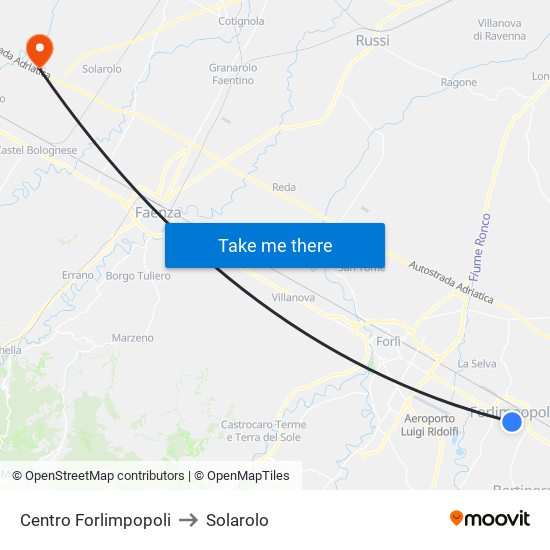 Centro Forlimpopoli to Solarolo map