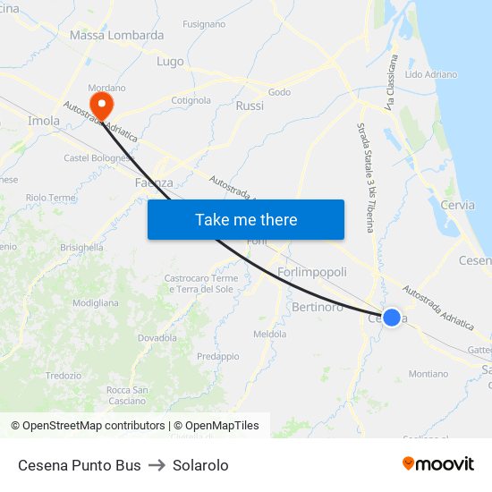 Cesena Punto Bus to Solarolo map