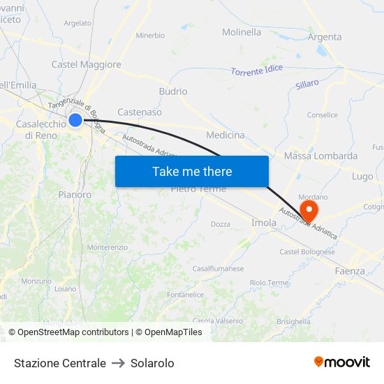 Stazione Centrale to Solarolo map