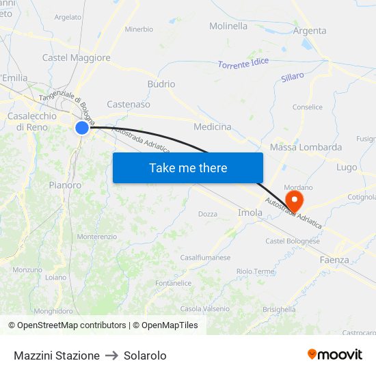 Mazzini Stazione to Solarolo map