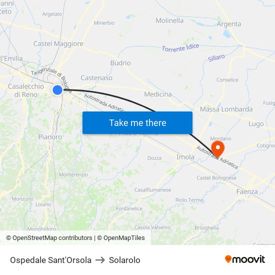 Ospedale Sant'Orsola to Solarolo map