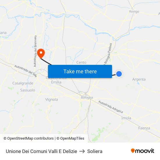 Unione Dei Comuni Valli E Delizie to Soliera map