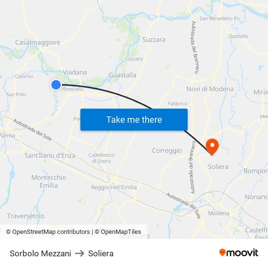 Sorbolo Mezzani to Soliera map