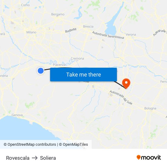 Rovescala to Soliera map