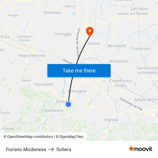 Fiorano Modenese to Soliera map