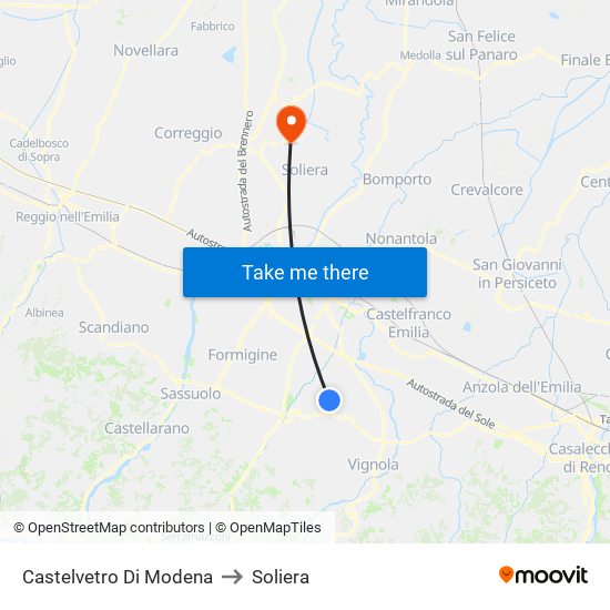 Castelvetro Di Modena to Soliera map