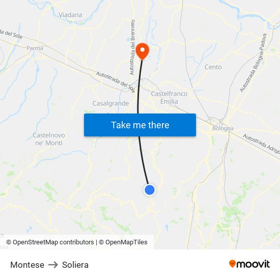 Montese to Soliera map