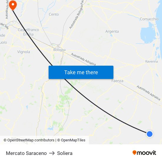 Mercato Saraceno to Soliera map