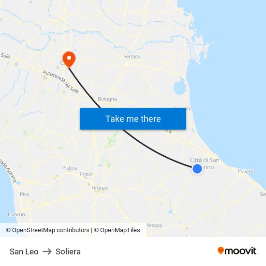 San Leo to Soliera map