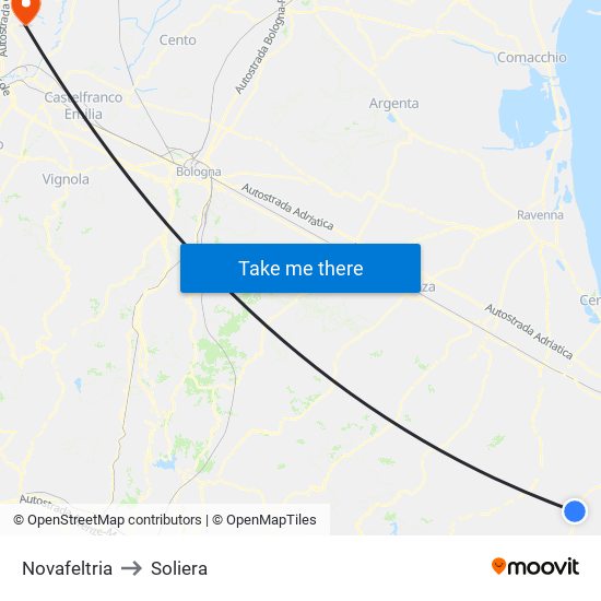 Novafeltria to Soliera map