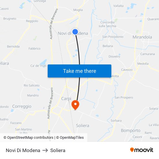 Novi Di Modena to Soliera map