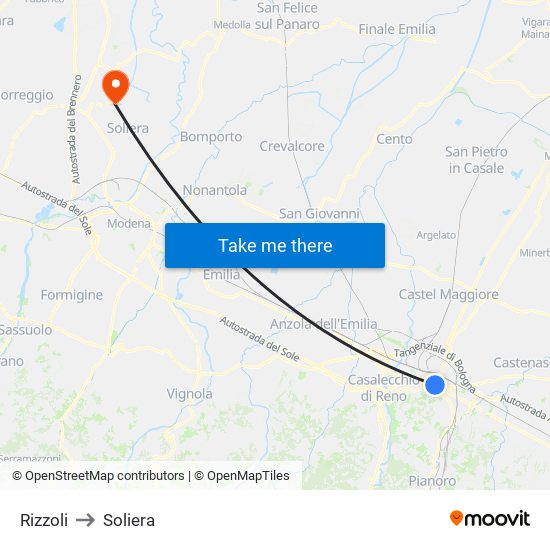 Rizzoli to Soliera map