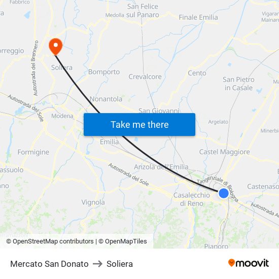 Mercato San Donato to Soliera map