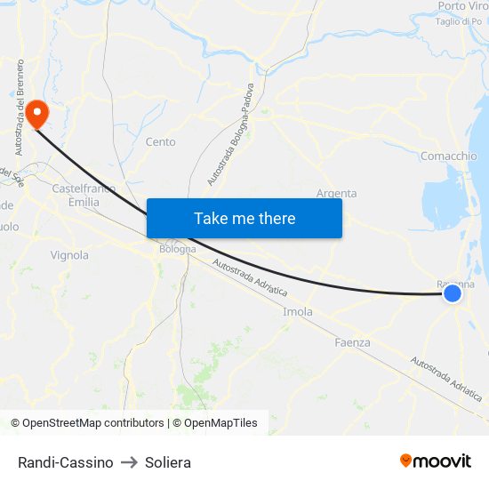 Randi-Cassino to Soliera map