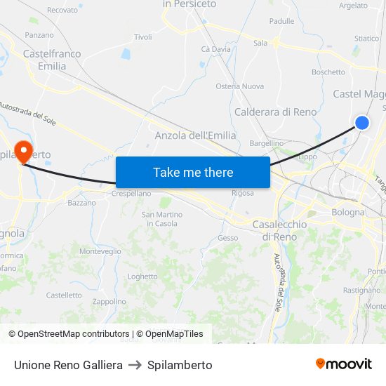 Unione Reno Galliera to Spilamberto map