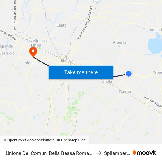 Unione Dei Comuni Della Bassa Romagna to Spilamberto map