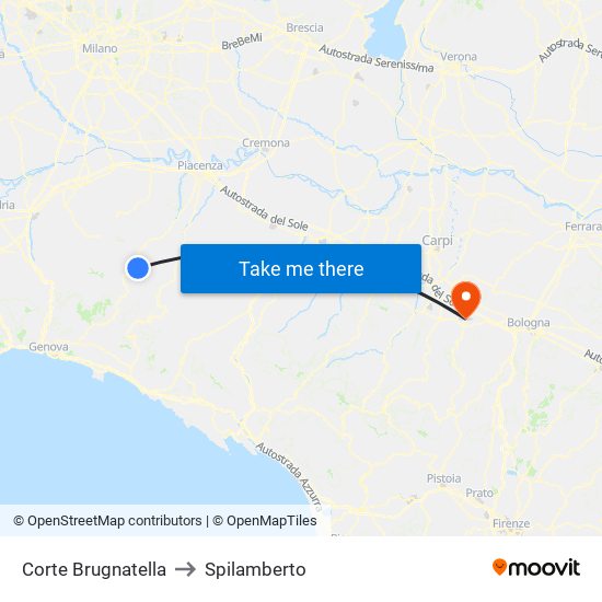 Corte Brugnatella to Spilamberto map