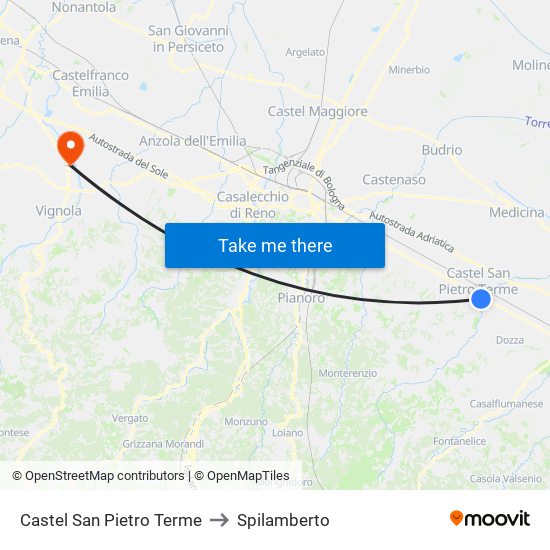 Castel San Pietro Terme to Spilamberto map