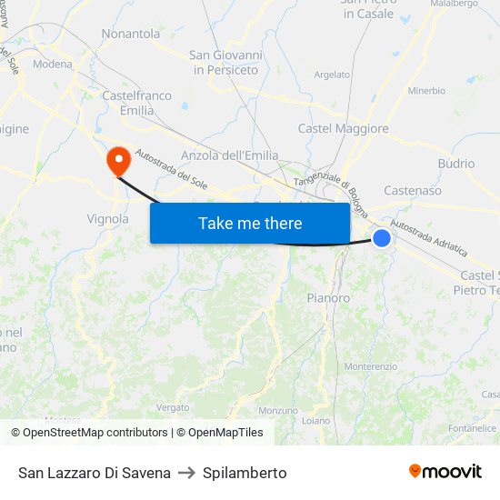 San Lazzaro Di Savena to Spilamberto map