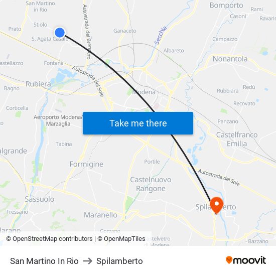 San Martino In Rio to Spilamberto map