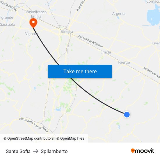 Santa Sofia to Spilamberto map