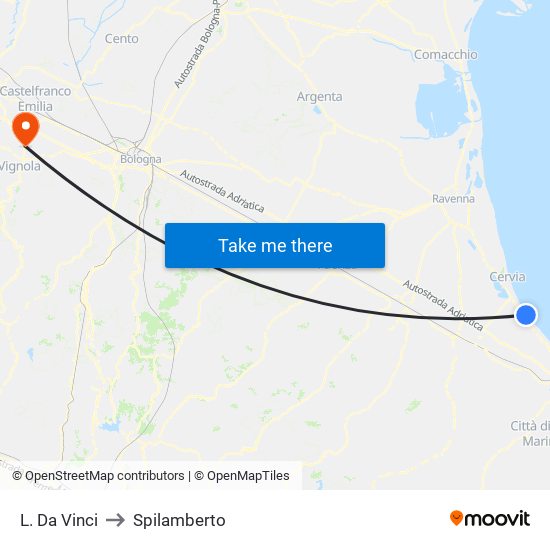 L. Da Vinci to Spilamberto map