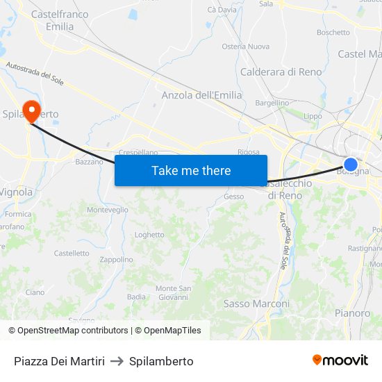 Piazza Dei Martiri to Spilamberto map