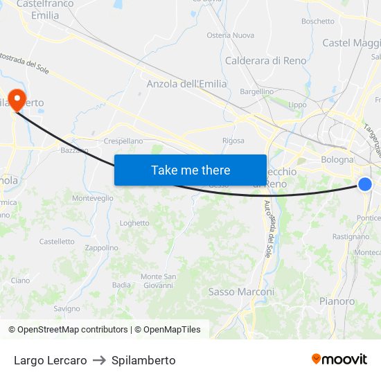 Largo Lercaro to Spilamberto map