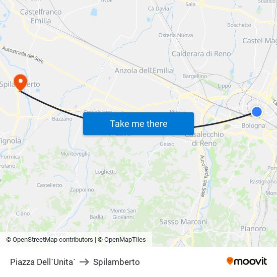 Piazza Dell`Unita` to Spilamberto map