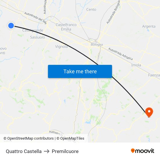 Quattro Castella to Premilcuore map