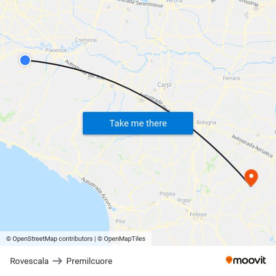 Rovescala to Premilcuore map