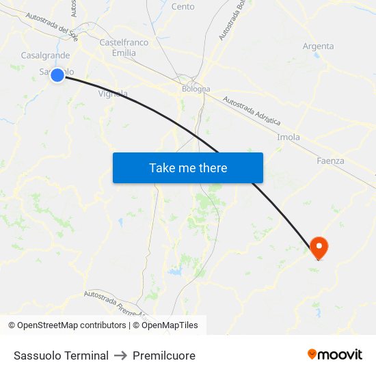 Sassuolo Terminal to Premilcuore map