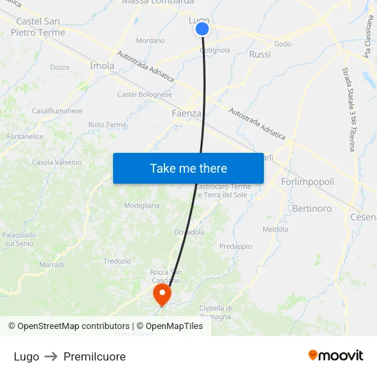 Lugo to Premilcuore map