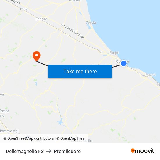 Dellemagnolie FS to Premilcuore map