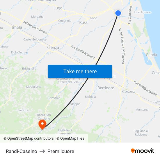 Randi-Cassino to Premilcuore map