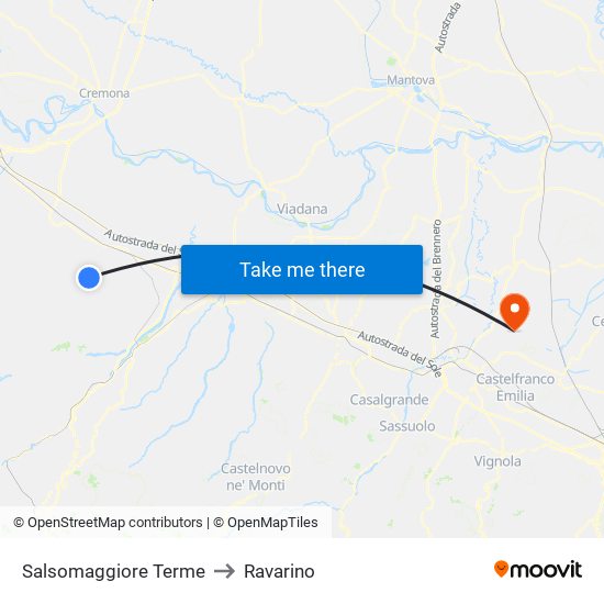 Salsomaggiore Terme to Ravarino map