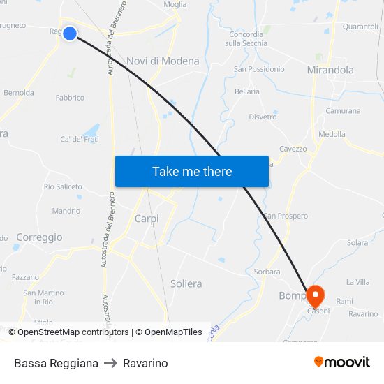 Bassa Reggiana to Ravarino map