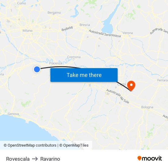 Rovescala to Ravarino map