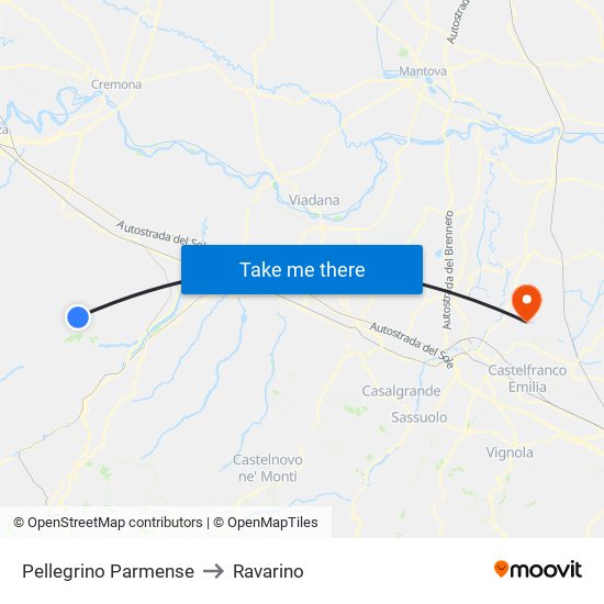 Pellegrino Parmense to Ravarino map