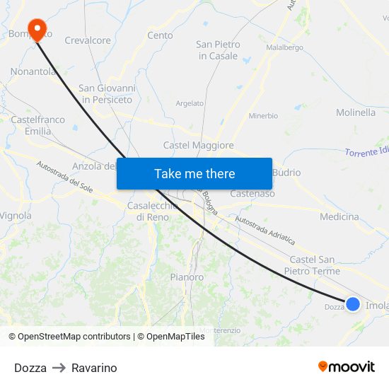 Dozza to Ravarino map