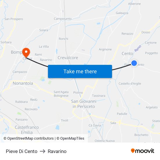 Pieve Di Cento to Ravarino map