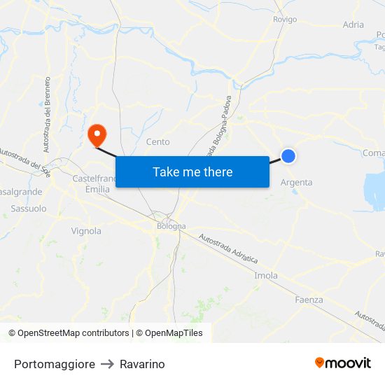Portomaggiore to Ravarino map