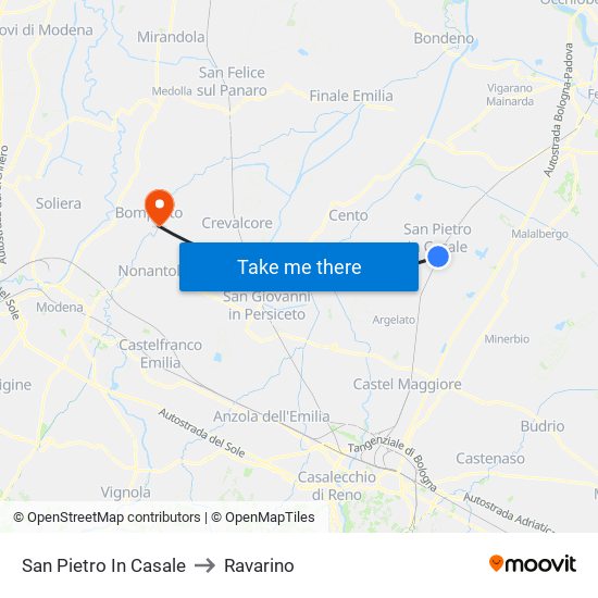 San Pietro In Casale to Ravarino map