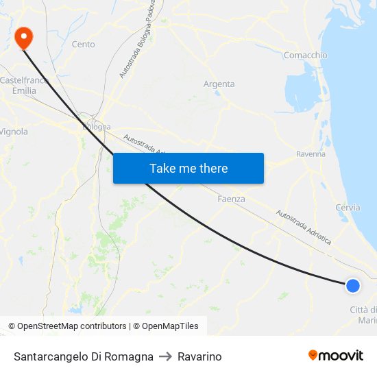 Santarcangelo Di Romagna to Ravarino map