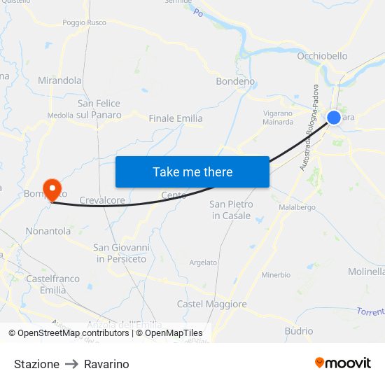 Stazione to Ravarino map