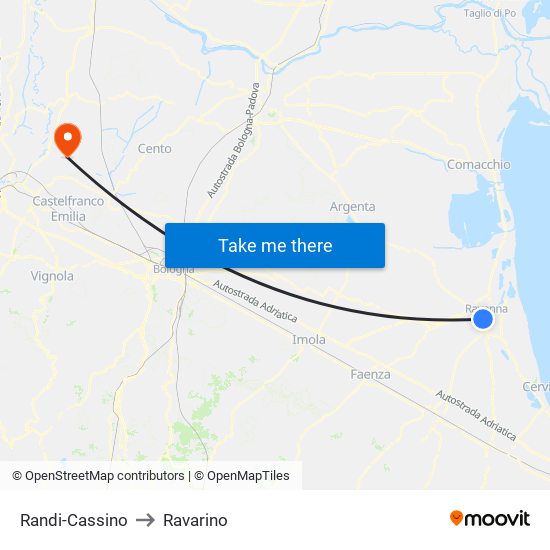 Randi-Cassino to Ravarino map