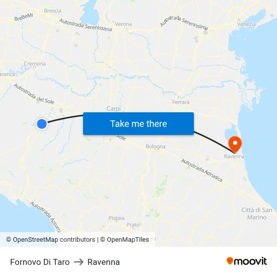 Fornovo di Taro to Ravenna map