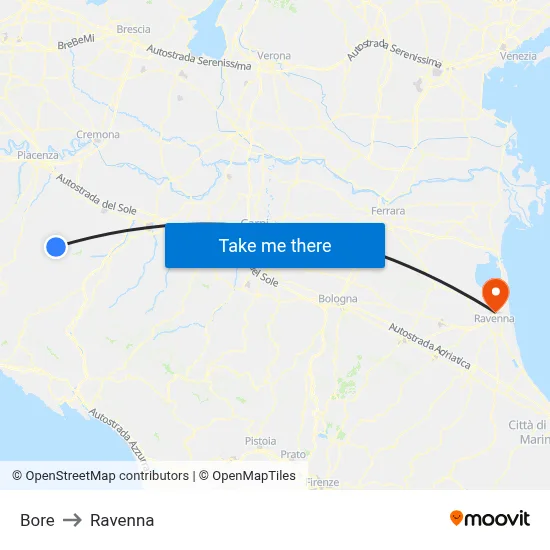 Bore to Ravenna map