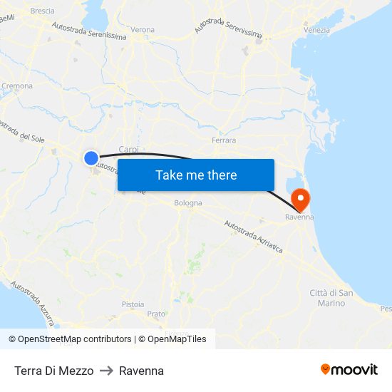 Terra Di Mezzo to Ravenna map